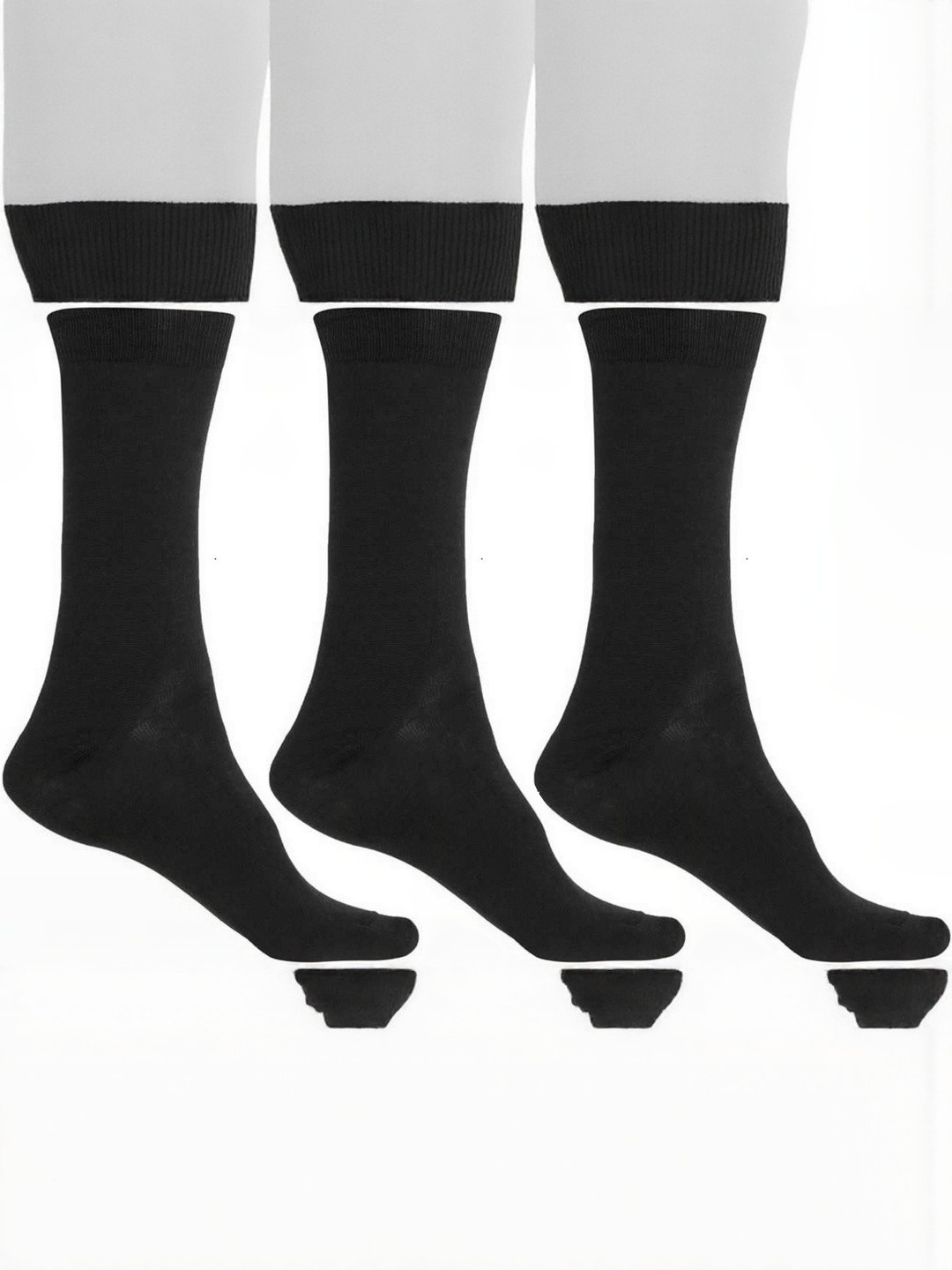 Akeeta Unisex Pack of 3 Black Cotton Full Length Socks
