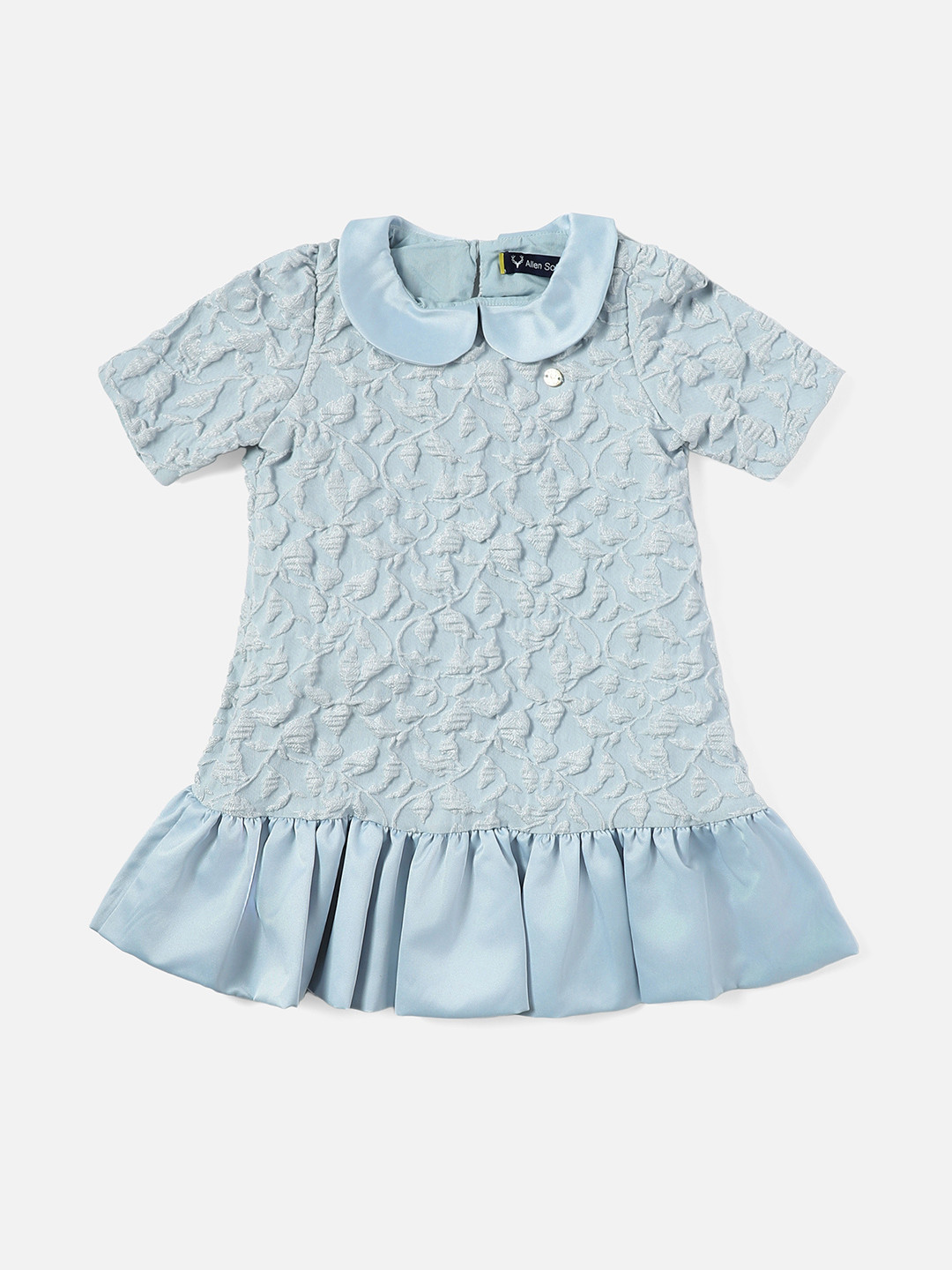 Allen Solly Junior Girls Floral Textured Peter Pan Collar A-Line Dress