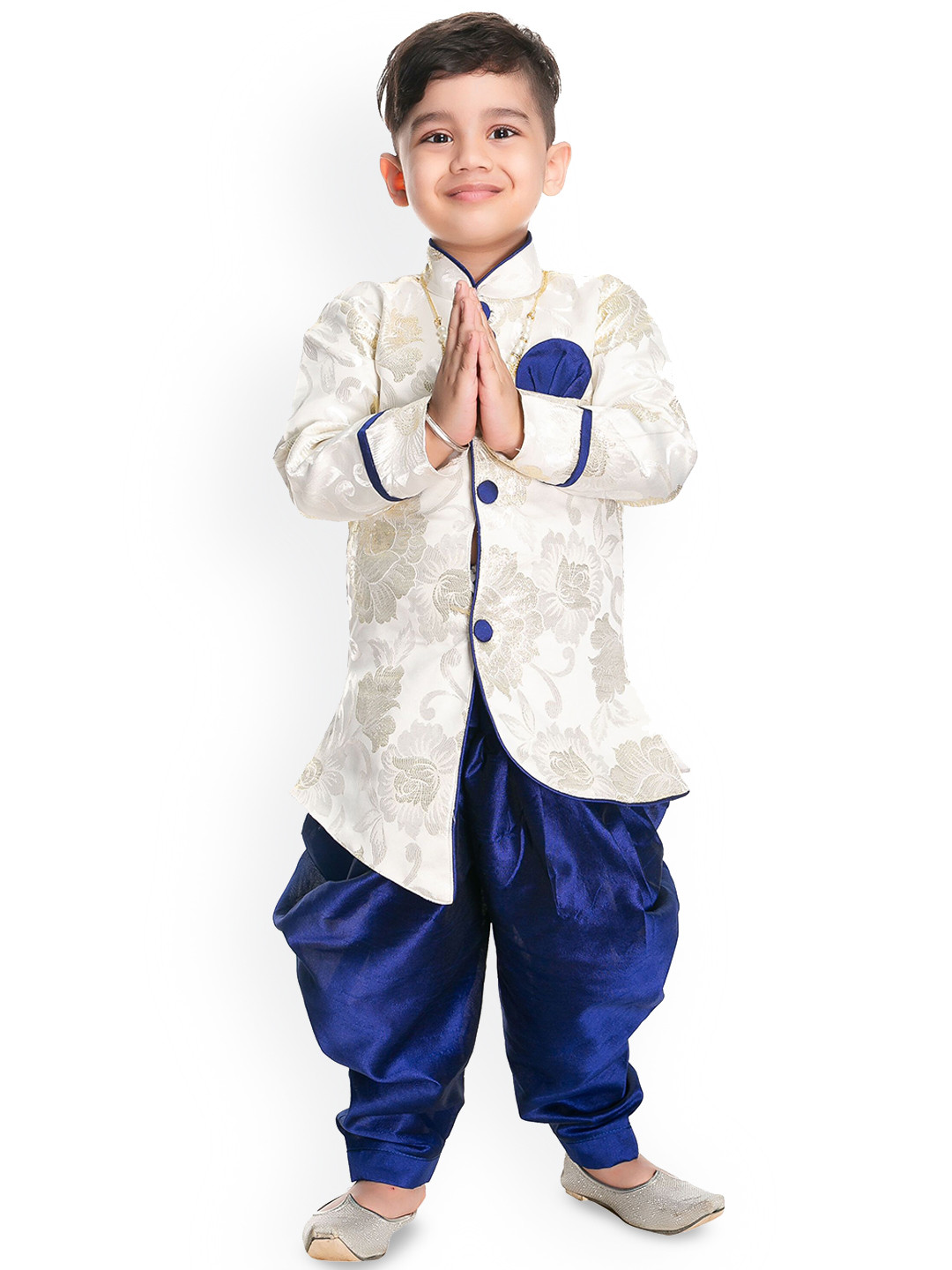 NEW GEN Boys Woven Design Regular Dupion Silk Kurta with Dhoti Pants