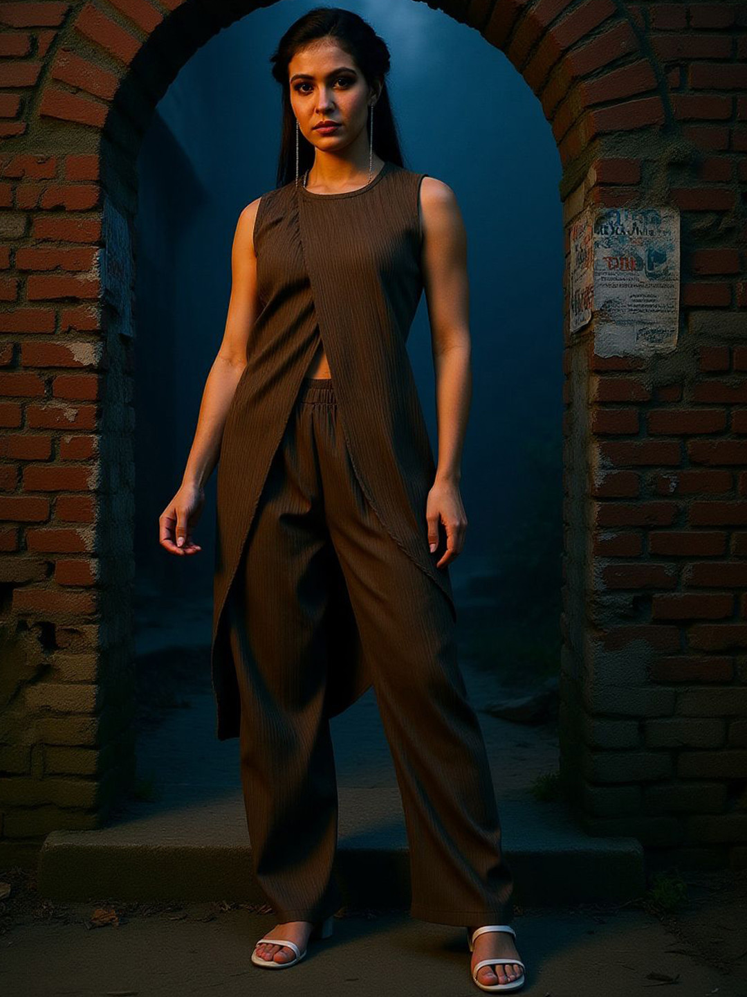 QISSA Textured Kurta With Trousers