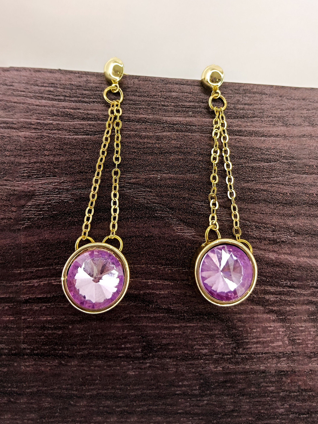 VELVET IMPERIAL Gold-Plated Circular Shaped Drop Earrings