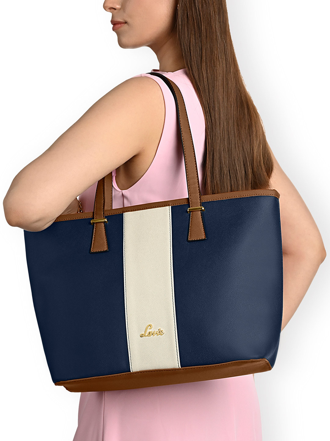 Lavie Women Avery Colourblocked Shoulder Tote Handbag