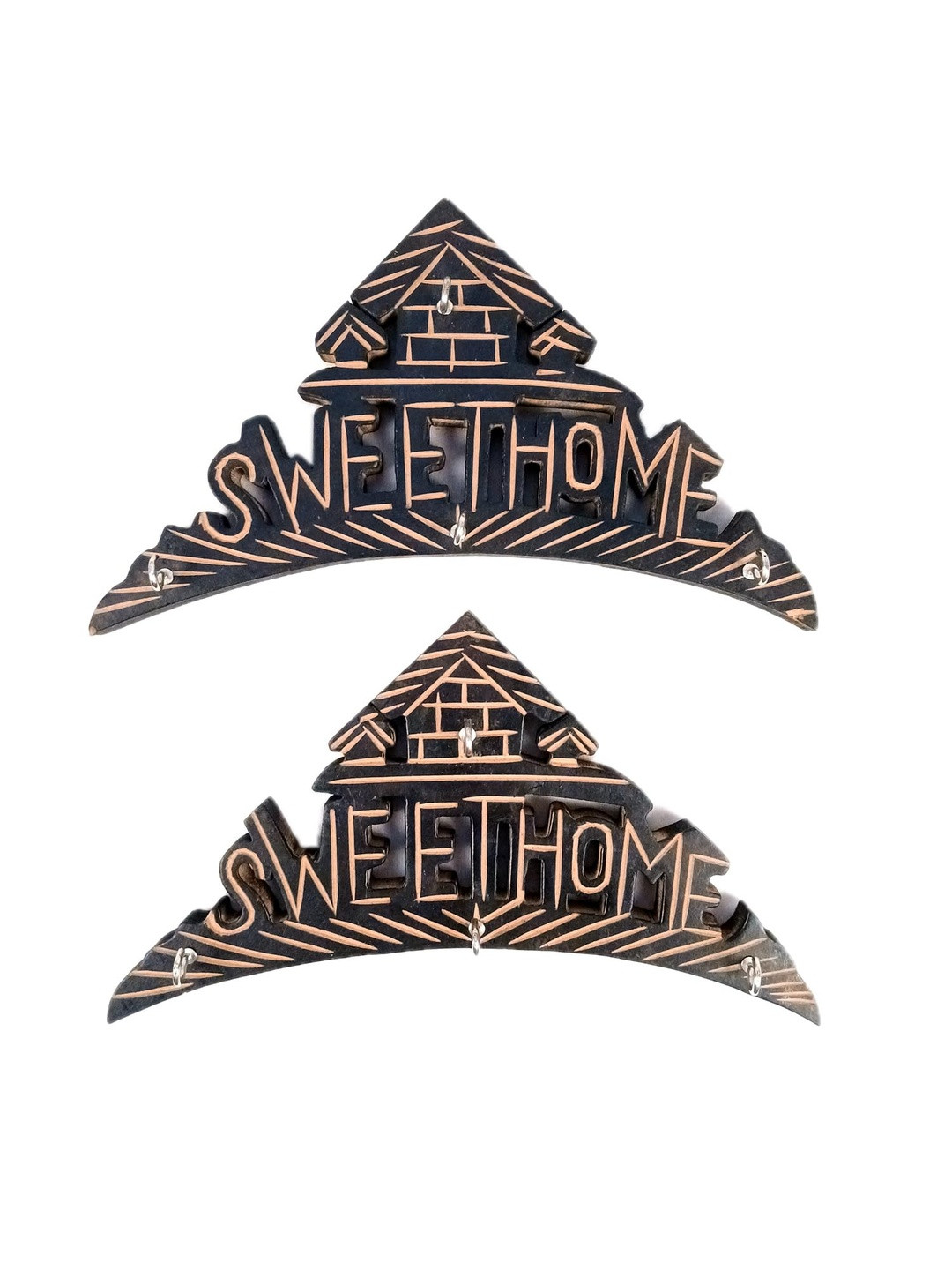 apka mart Pack of 2 Sweet Home Wooden Key Holder
