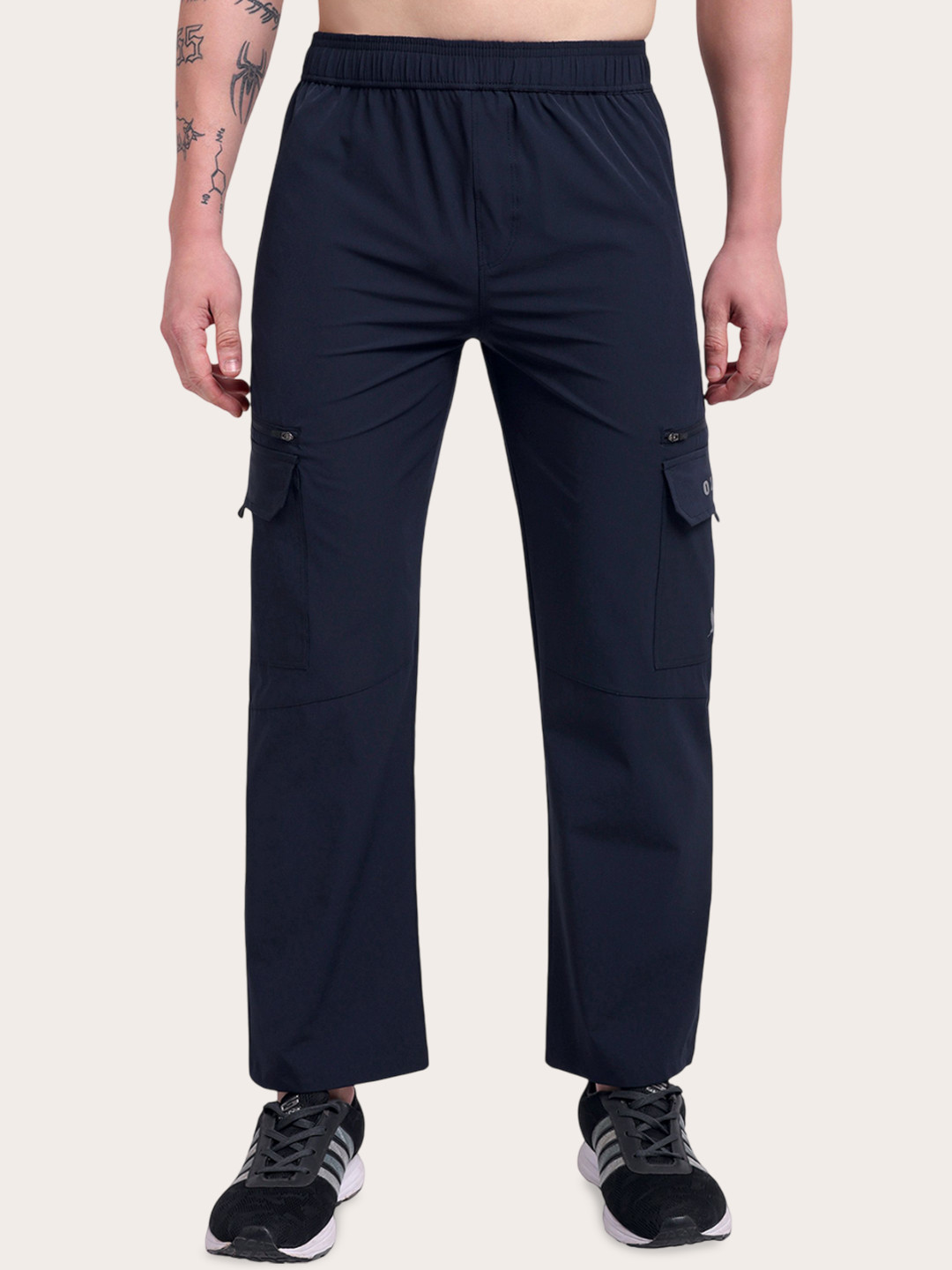 OXPECKER Men Relaxed-Fit Wrinkle Resistant Mid-Rise Cargo Track Pant