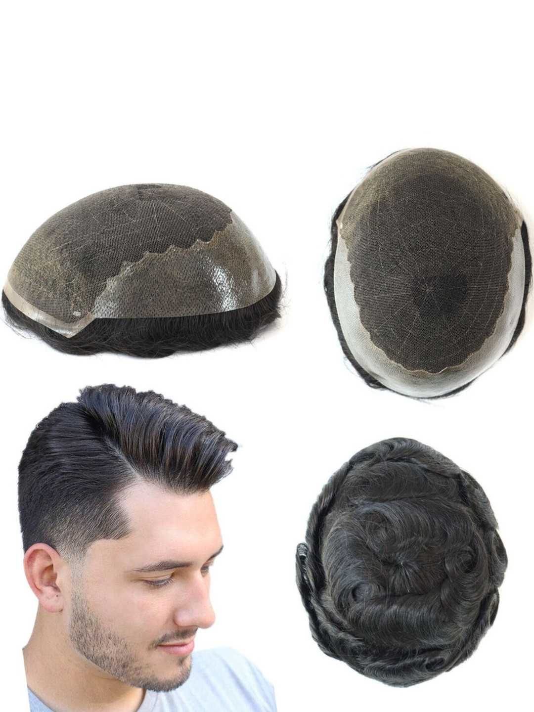 VIEWS Black Wavy Toupee Hair Extension