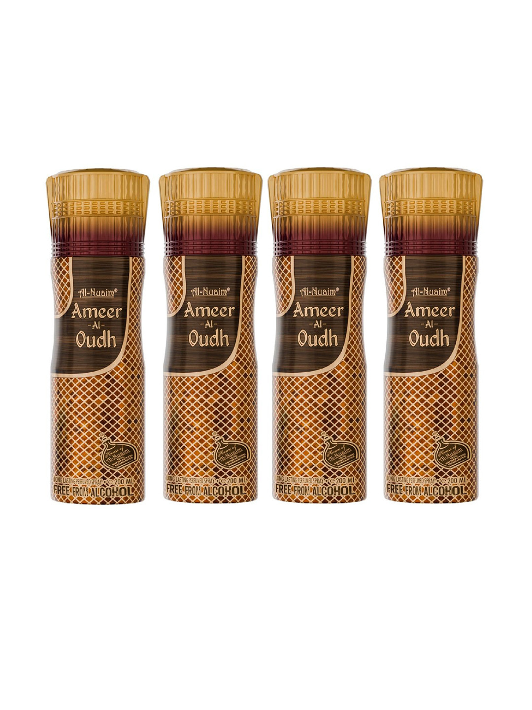 Al-Nuaim Set of 4 Aseel AI Oudh Alcohol-Free Long Lasting Deodorant Spray - 200 ml each