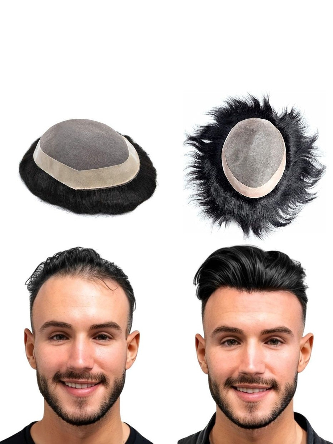 VIEWS Men Black Wavy Clip-In Locks Hair Extension 7.5 inch
