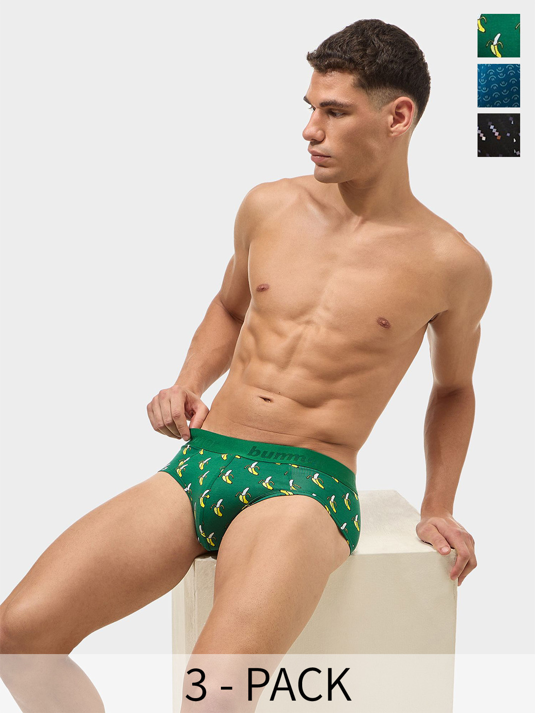 bummer Men Pack Of 3 Conversational Printed Mid Rise Briefs BRASTRBANGLE03