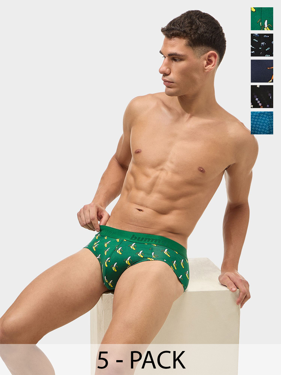 bummer Pack Of 5 Printed Cotton Mid Rise Briefs BRASTRBANGLEJABVRO05
