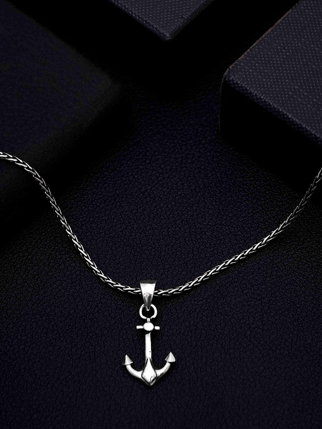 DIAVO Men 925 Silver-Plated The Anchor of Hope Pendant