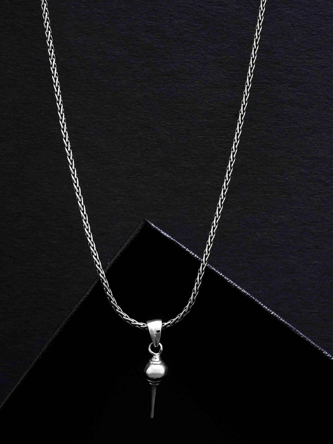 DIAVO Men 925 Silver-Plated Hanumans Sacred Gada Pendant