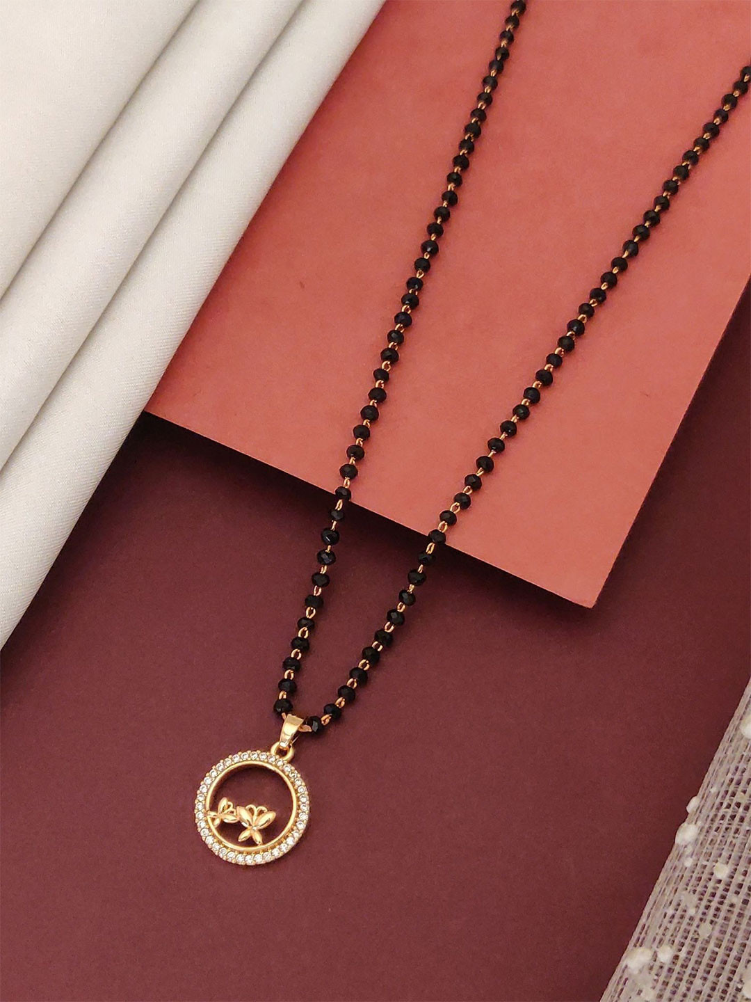ABDESIGNS Rose Gold-Plated AD Artificial Stones and Beads Mangalsutra