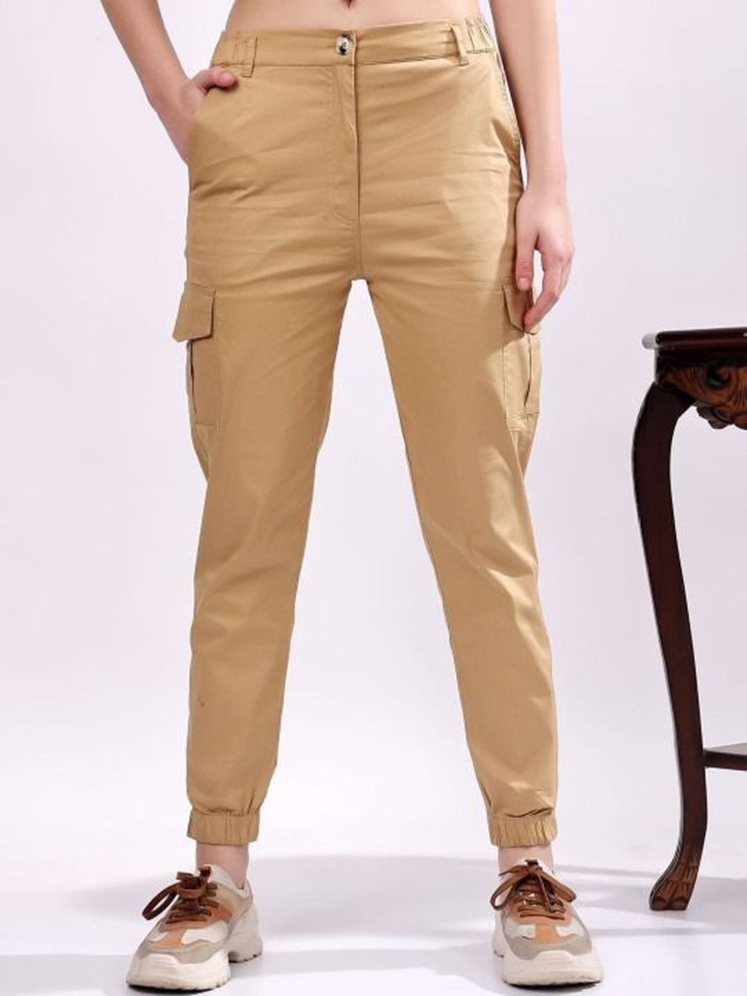 R.Code by The Roadster Life Co. Women Solid Cotton Cargo Pant With 6 Pockets