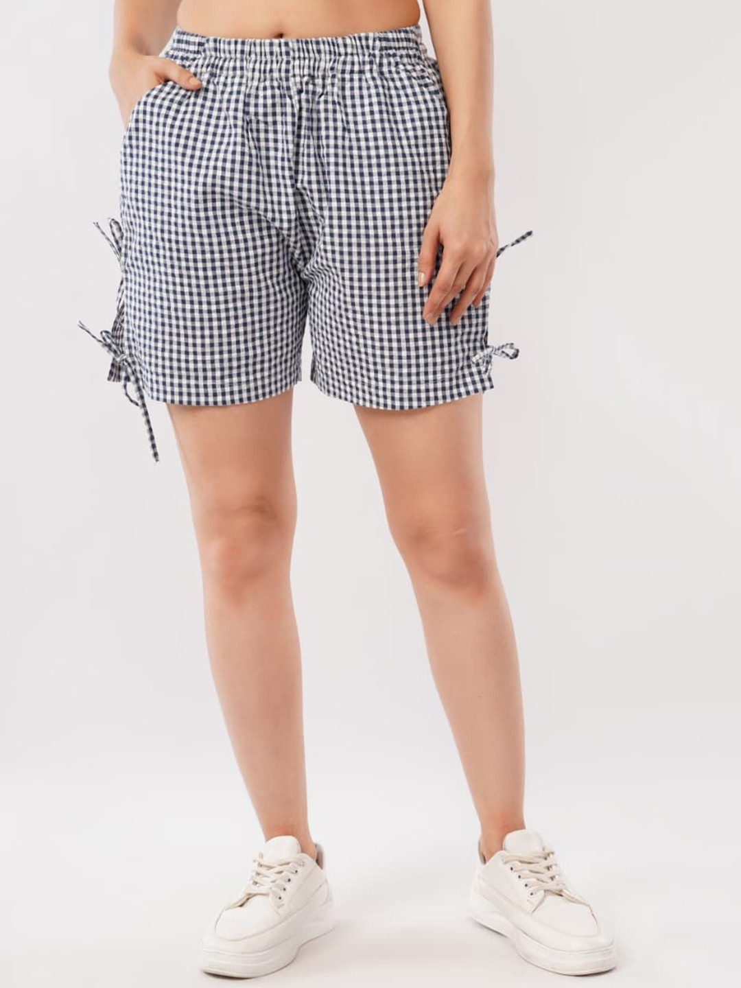 HIGH BUY Women Checked Loose Fit Regular Shorts