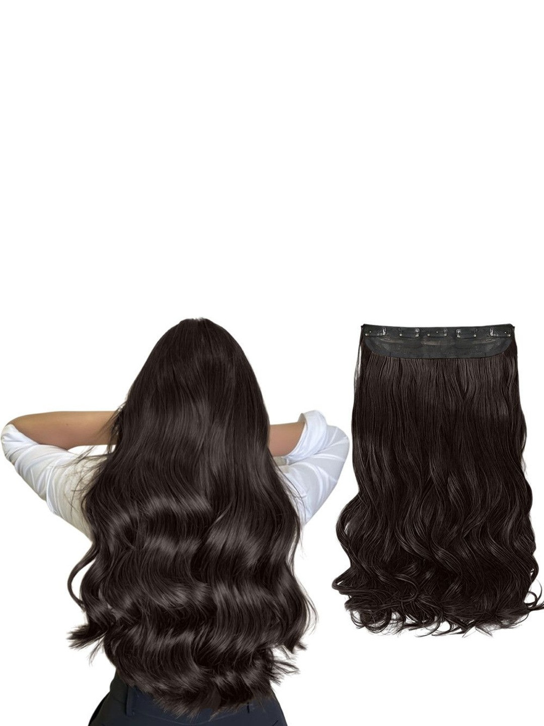 VIEWS Brown Wavy Clip-In Locks Hair Extension