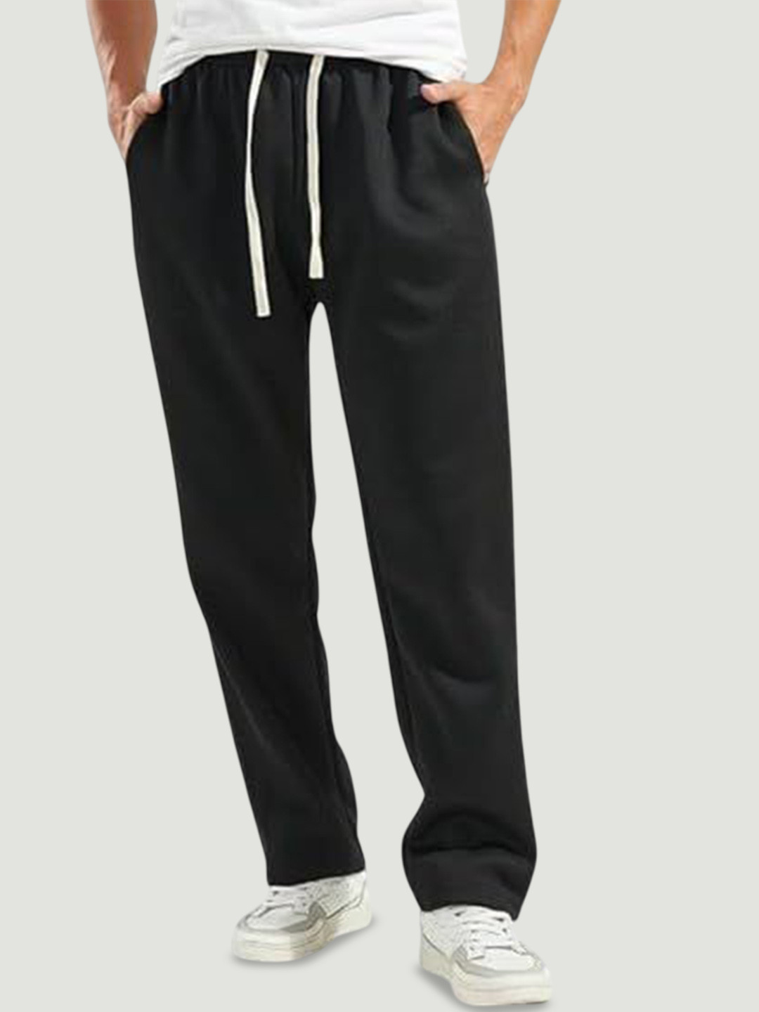 Netclick Men Straight-Fit Cotton Mid-Rise Track Pant