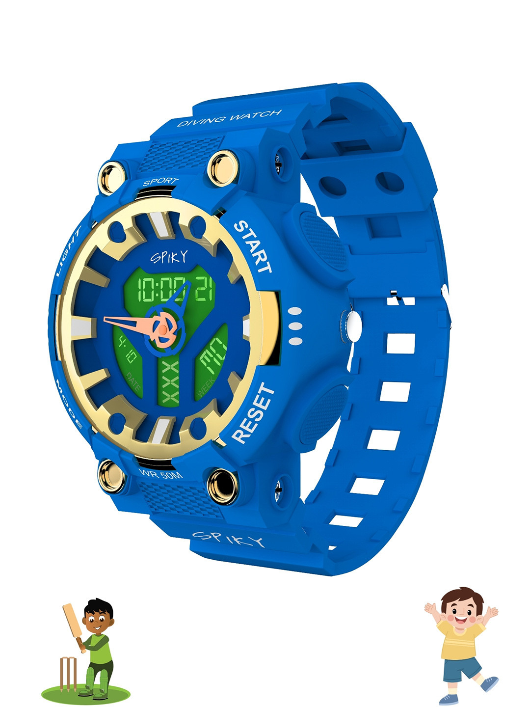 Spiky Kids Round Dial & Regular Straps Digital Automatic Watch SPKEVA31_C6_Blu