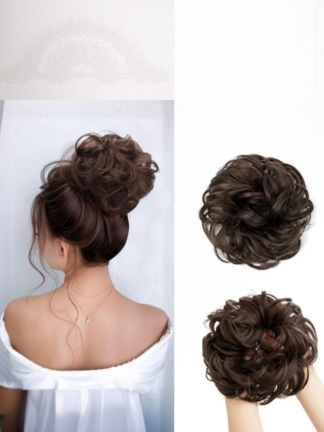 VIEWS Brown Wavy Messy Hair Bun Extension