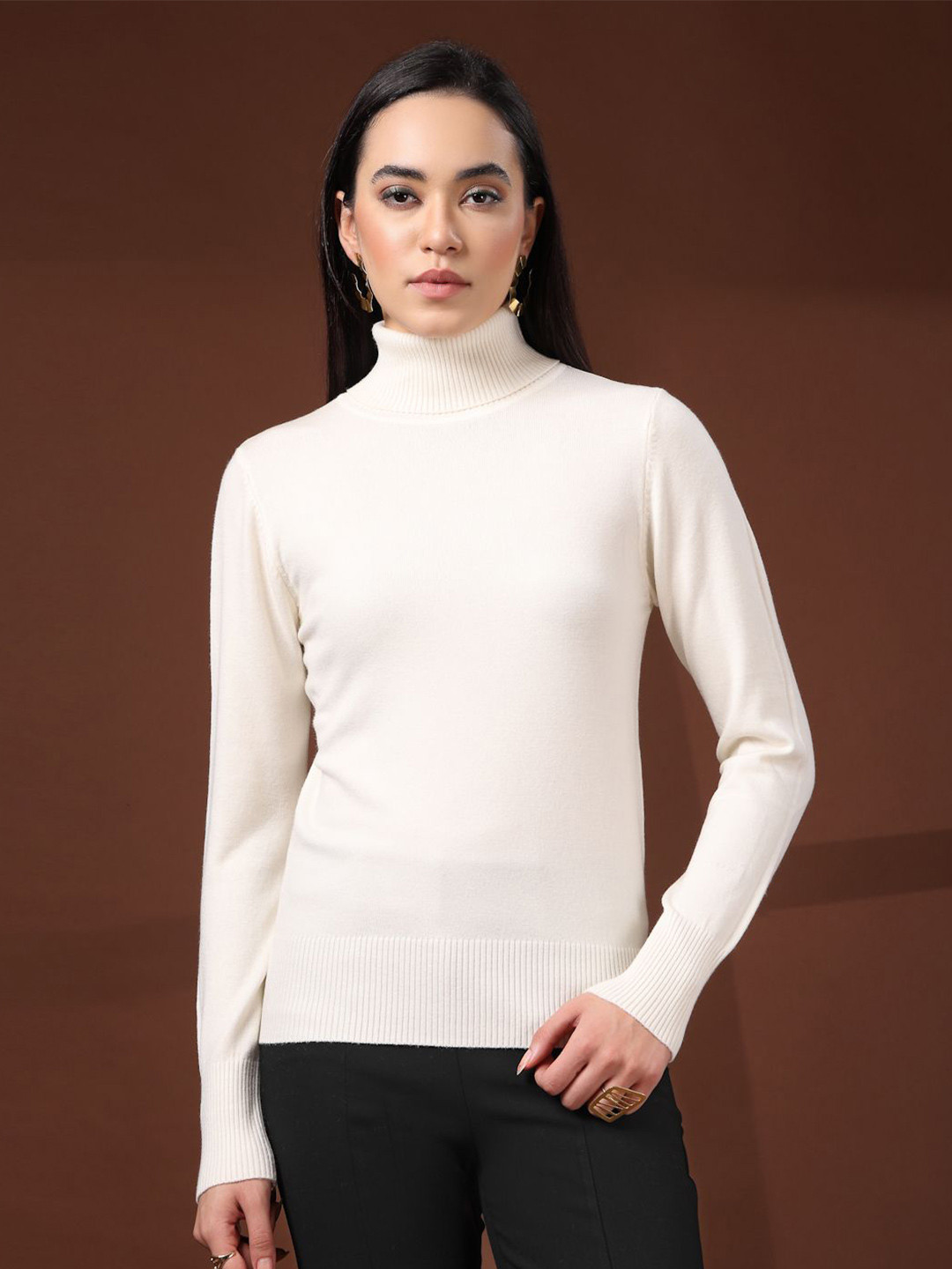 Mafadeny Women's High Neck Knit Top