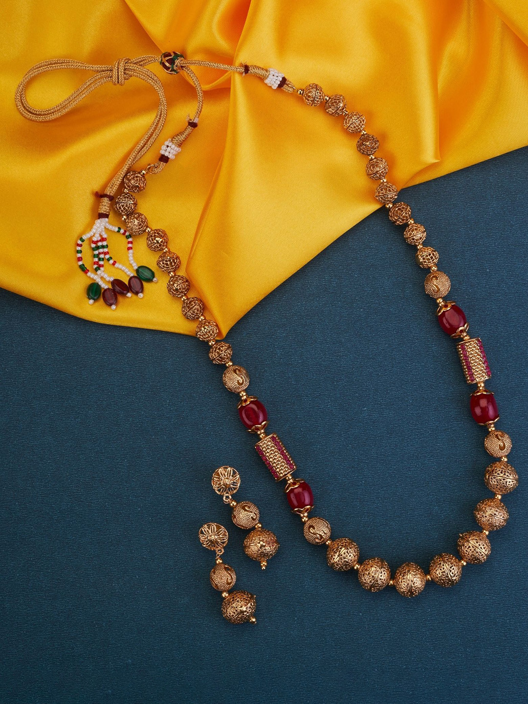 Opal Touch Gold Plated Coral Beaded Jewellery Set