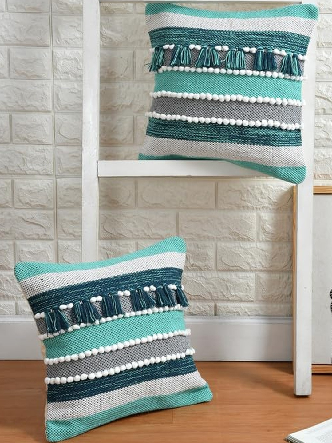 TINDLER KNOTS Set Of 2 Pure and Soft Hand Tufting Square Pillow Cover