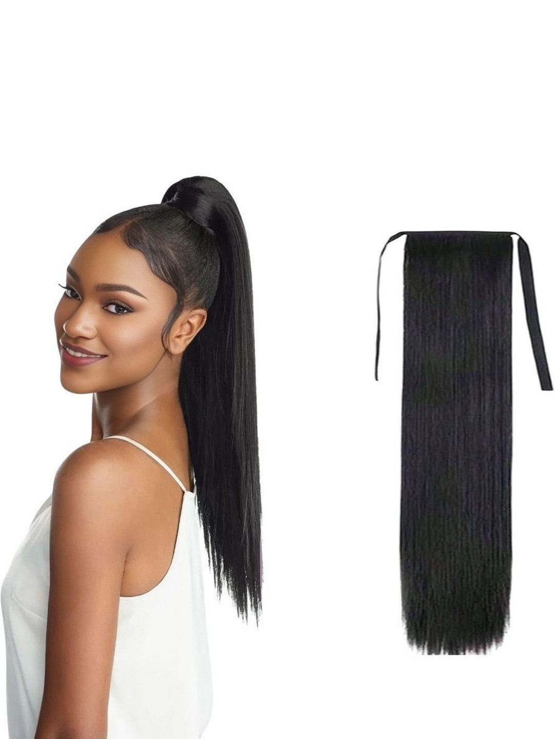 VIEWS Women Black Straight Clip-In Ponytail Hair Extension