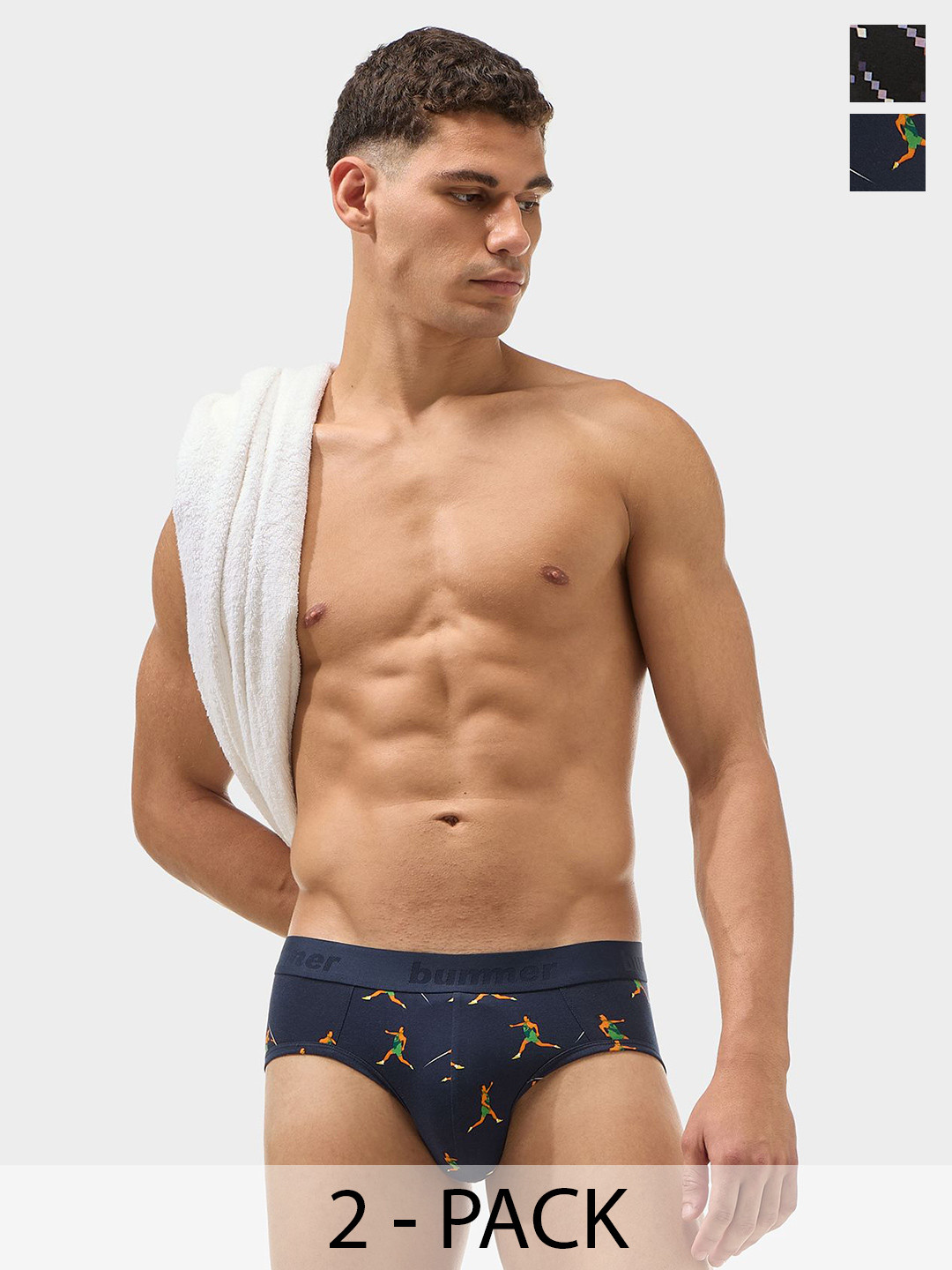 bummer Men Pack Of 2 Printed Cotton Mid Rise Briefs BRBANGLEJAB03
