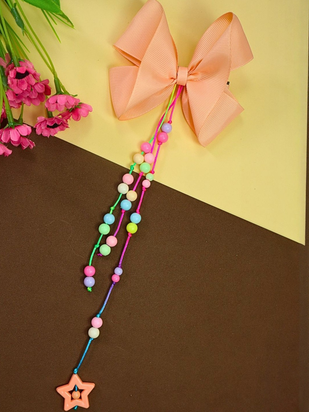 Kamule Women Beaded Knotted String Dangler Bow On Alligator Clip