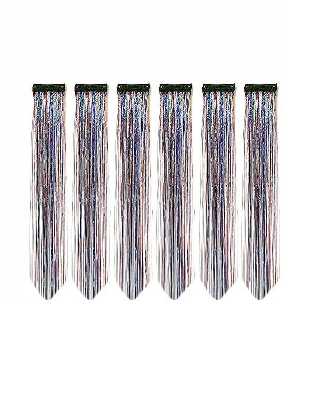 VIEWS Set Of 6 Wavy Clip-In Locks Hair Extension-Blue-22 inches