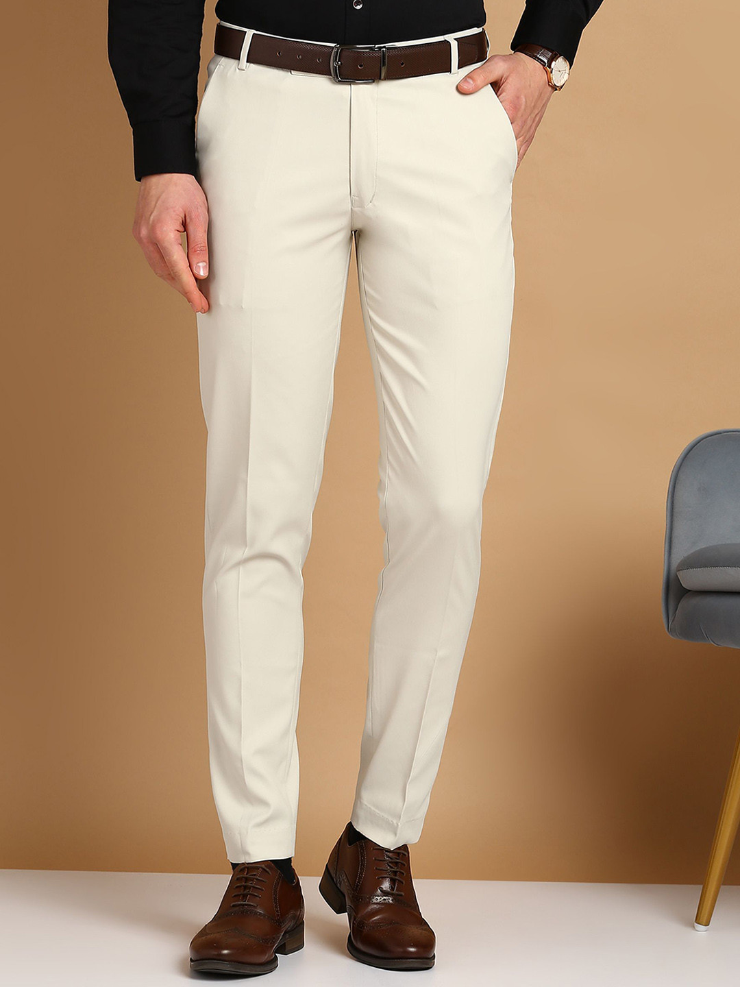 MANCREW Men Comfort Slim Fit Formal Trousers