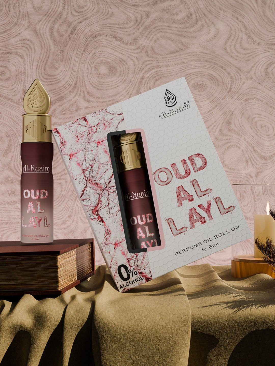 Al-Nuaim Set Of 2 Oud Al Layl Long Lasting Alcohol Free Attar Roll On - 6ml Each