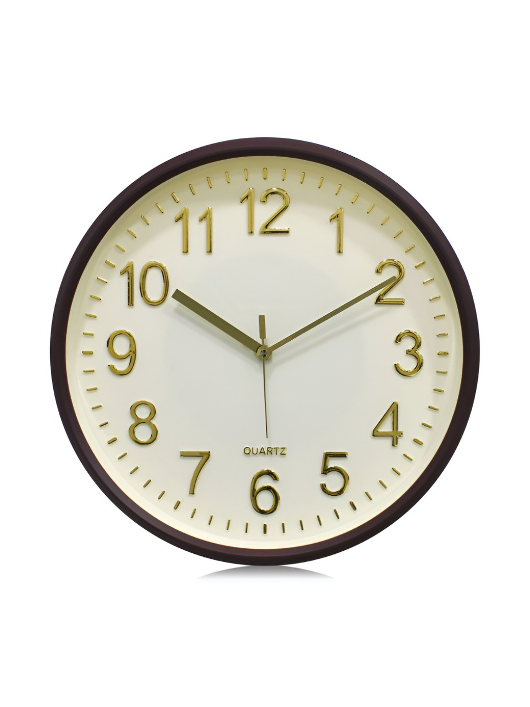 Random Elegant Brown & Gold 12-Inch Quartz Wall Clock with 3D Numbers