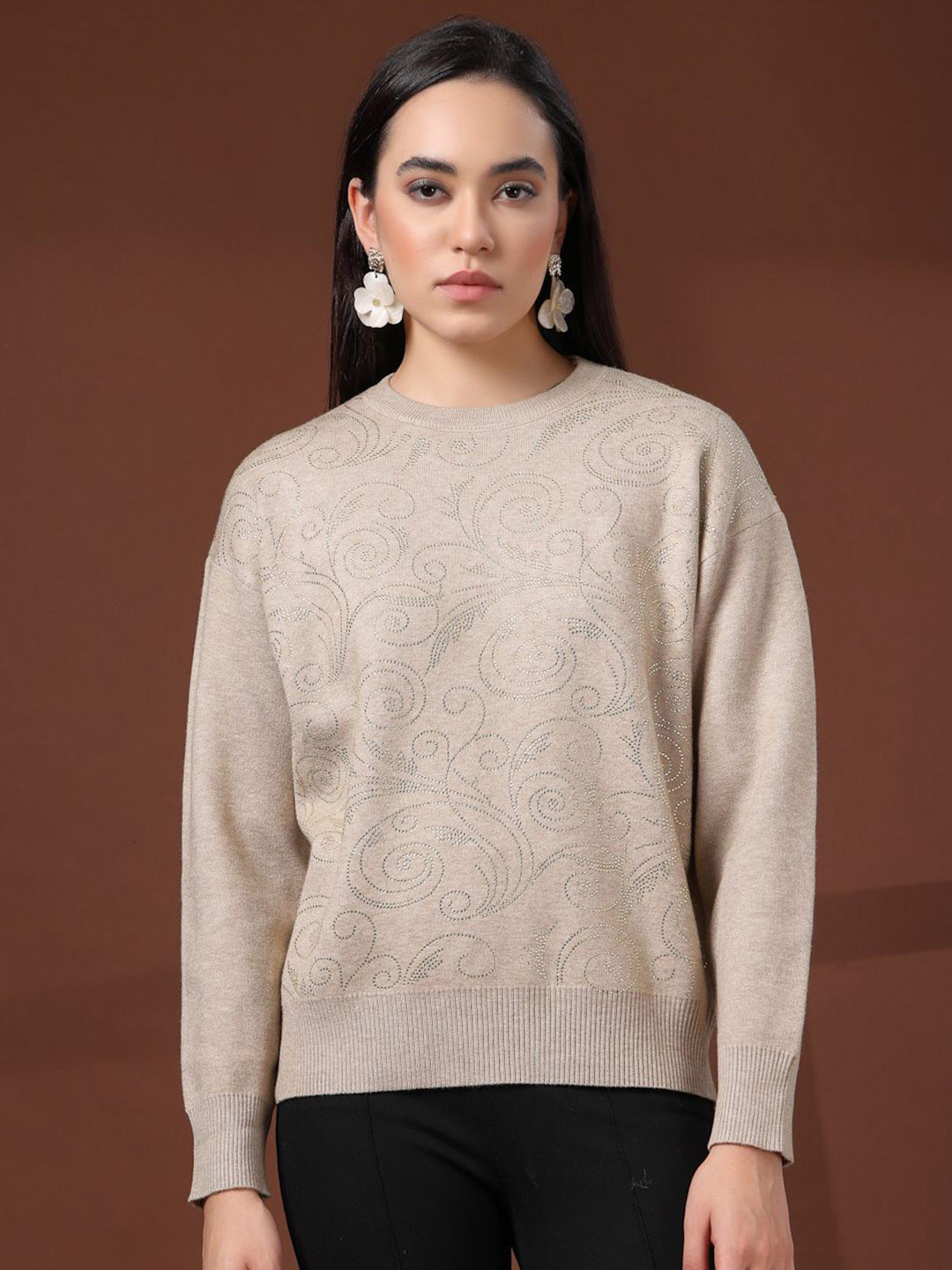 Mafadeny Women's Designer Pattern Sweater