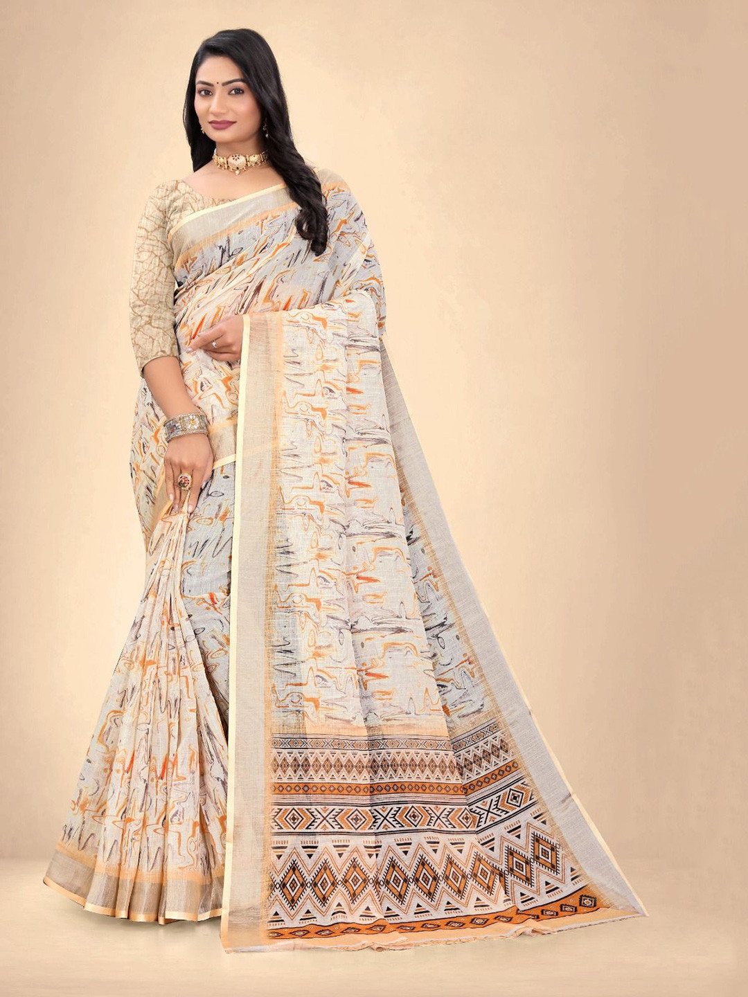 Abhilasha Zari Pure Cotton Maheshwari Saree