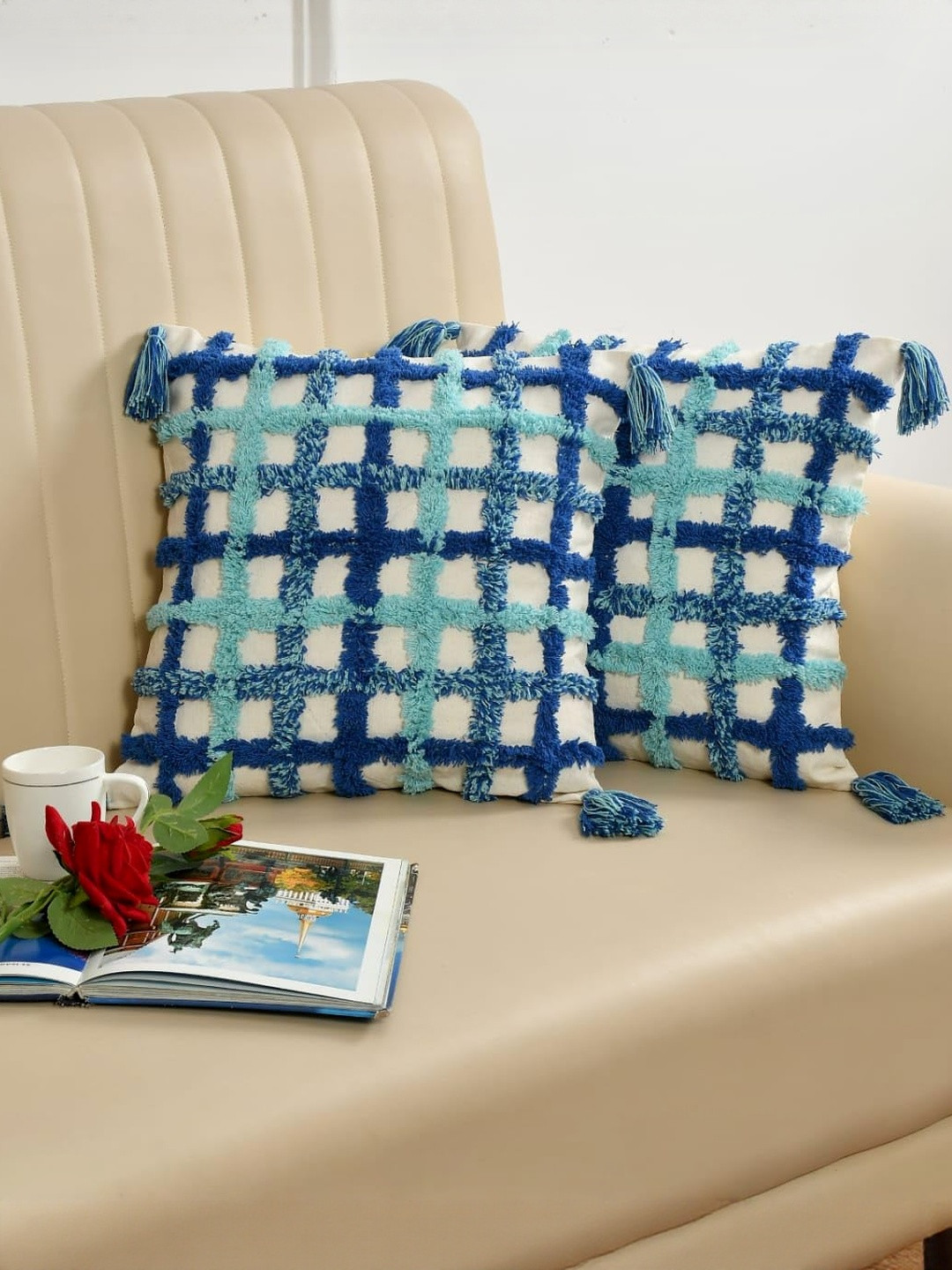 TINDLER KNOTS Multicoloured Set of 2 Square Cushion Covers