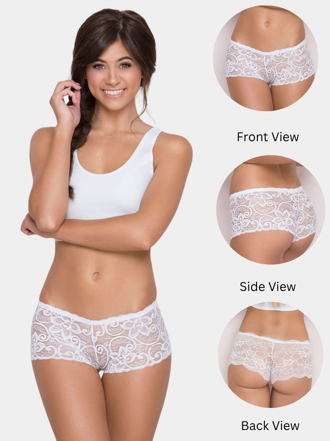 SweetFlirt Enterprises Women White Seamless Microfiber Boy Shorts Briefs