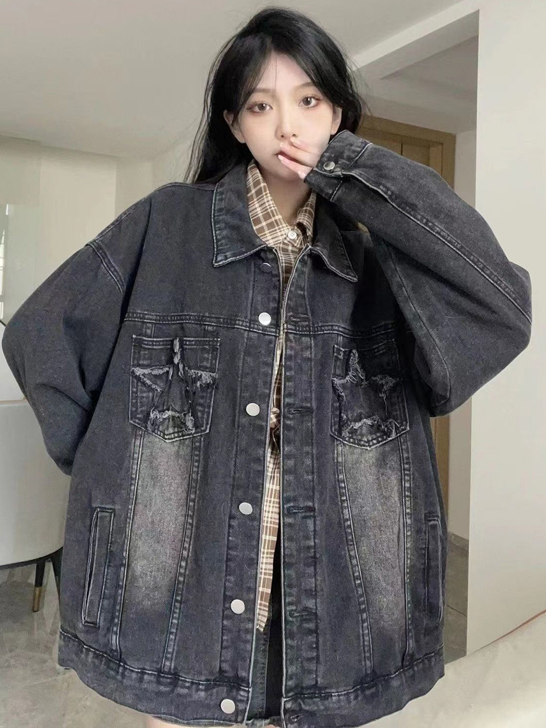 StyleCast Women Distrssed Cotton Denim Jacket