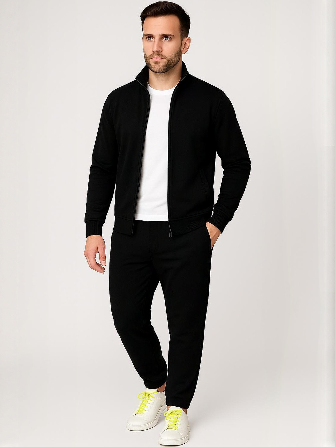 UllasPemium Men Black Running Tracksuit