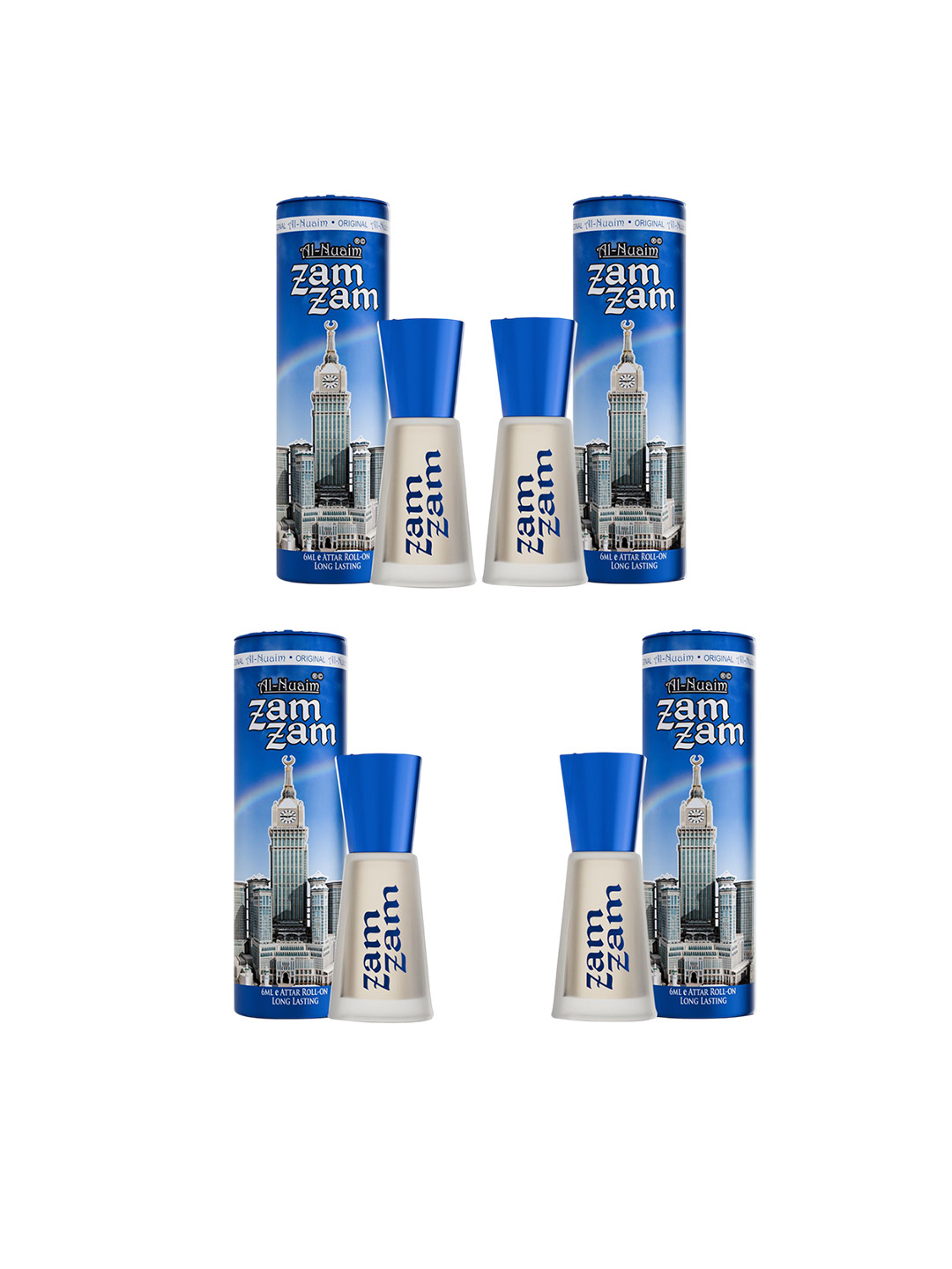 Al-Nuaim Set Of 4 Zam Zam Excel Series Long Lasting Alcohol Free Attar - 6 ml Each