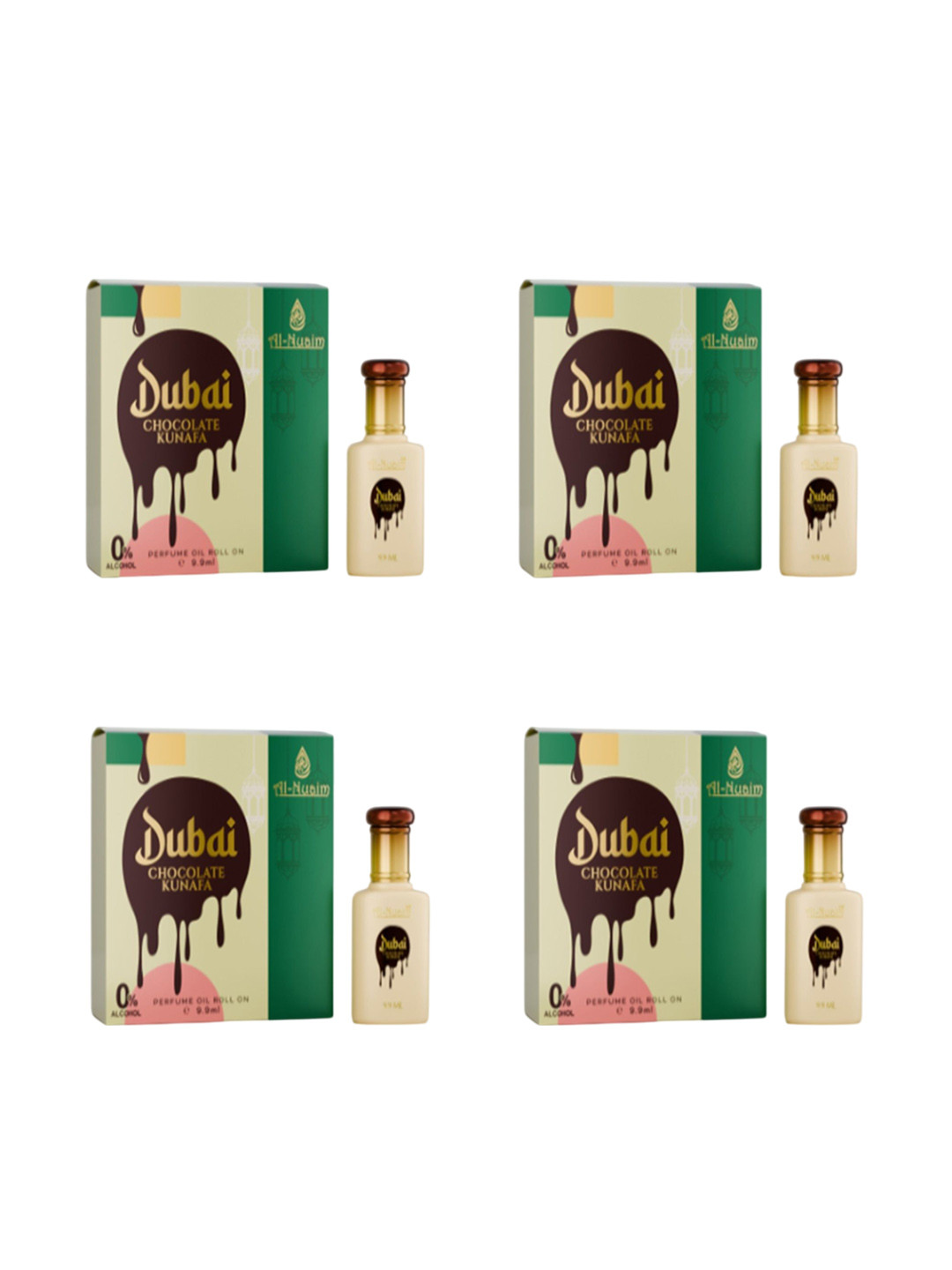 Al-Nuaim 4Pcs Amer Series Dubai Chocolate Kunafa Alcohol Free Attar - 9.9ml Each
