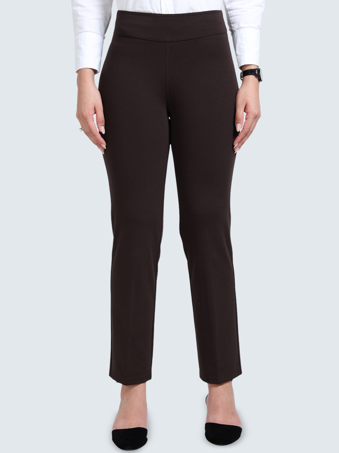 Belore Slims Women Tailored Slim Fit High-Rise Wrinkle Free Formal Trousers