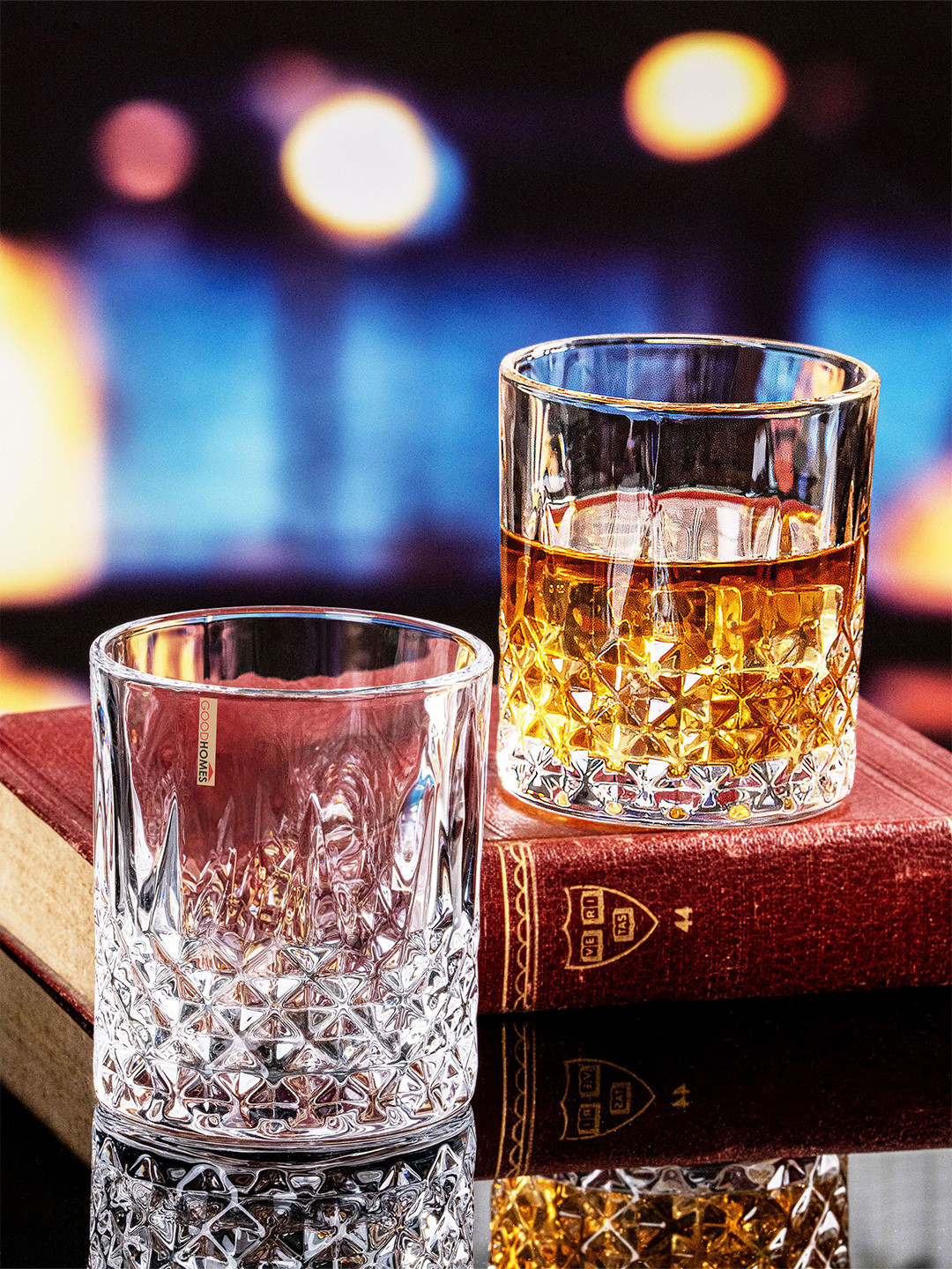 GOODHOMES Transparent 6 Pieces Textured Bar Glasses-280ml Each