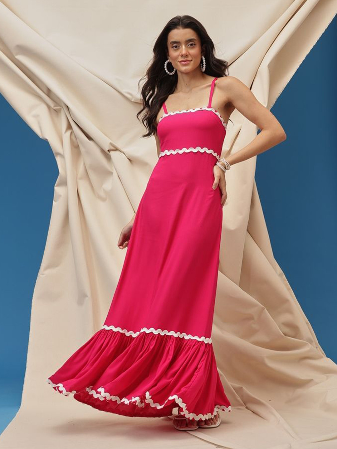 Molly & Michel Women Shoulder Straps A-Line Maxi Dress