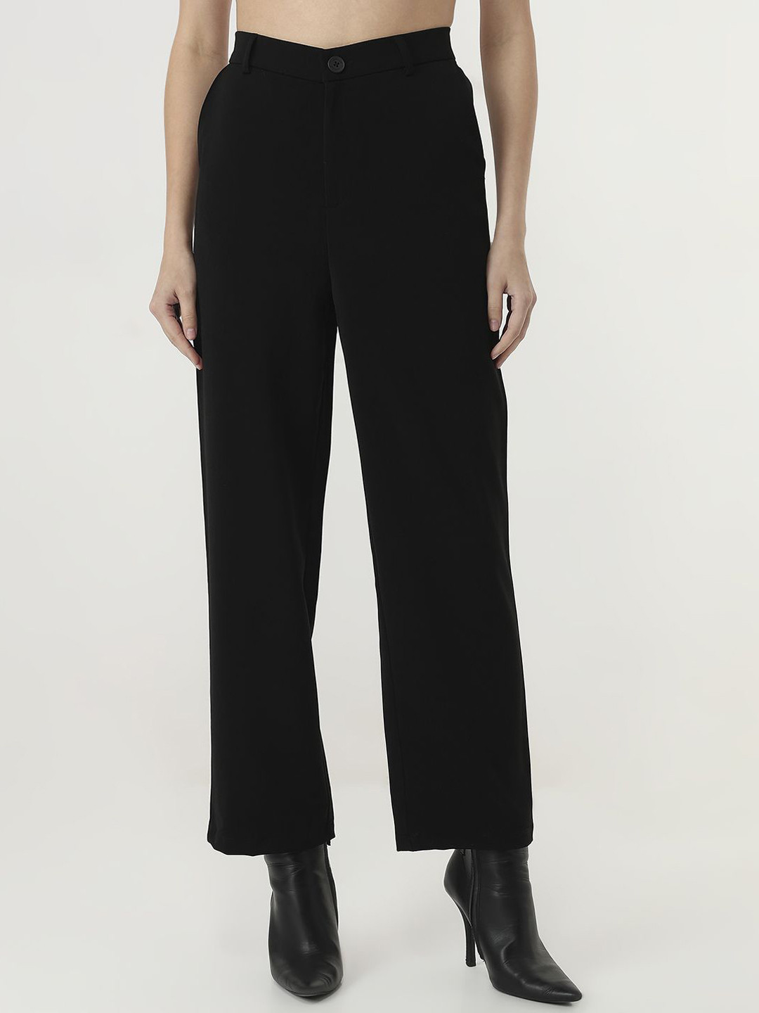 Kraus Jeans Women Straight Fit High-Rise Regular Trousers