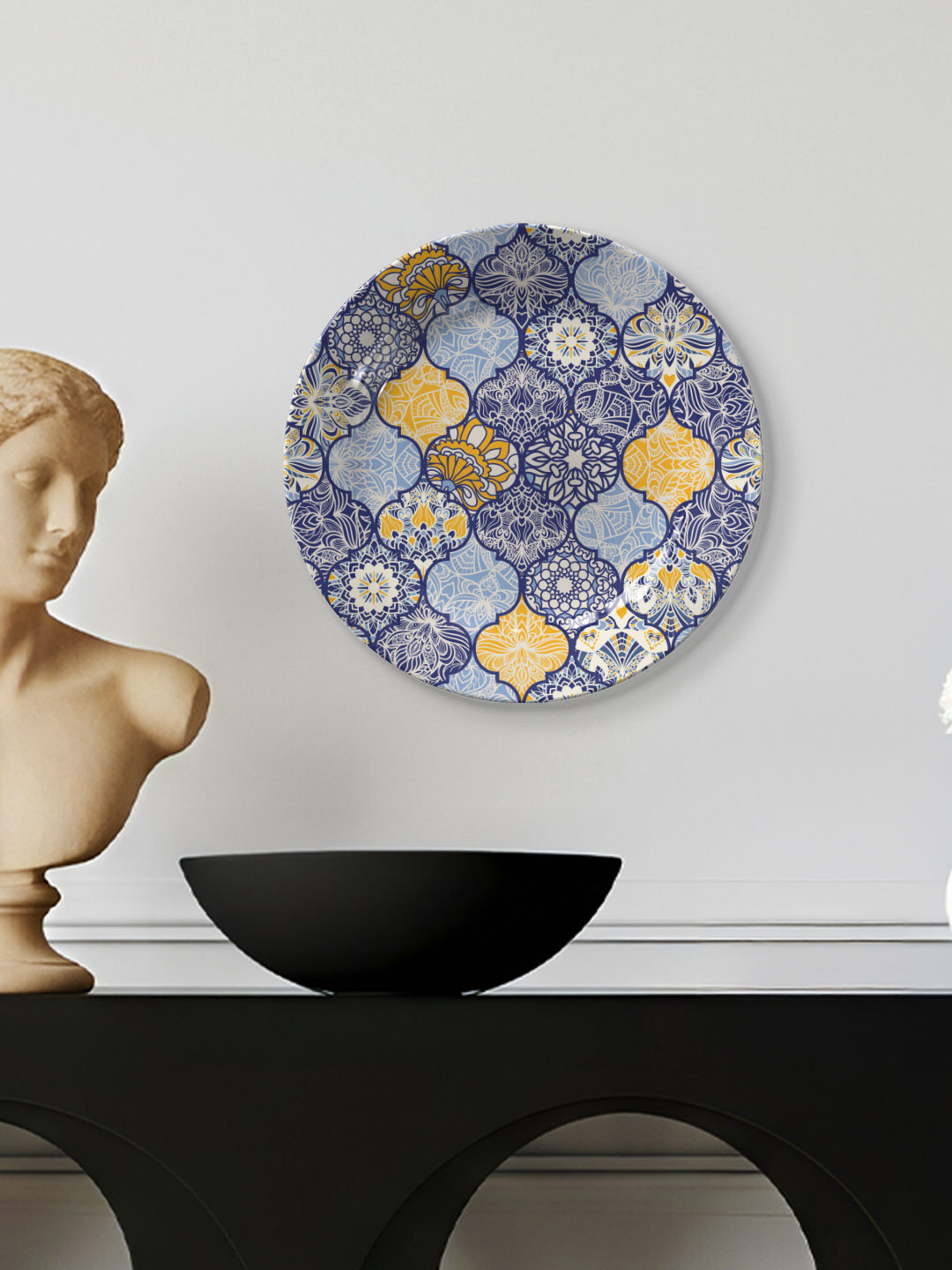 DESSINE ART Blue & Yellow Majolica Pottery Ceramic Decorative Wall Plate