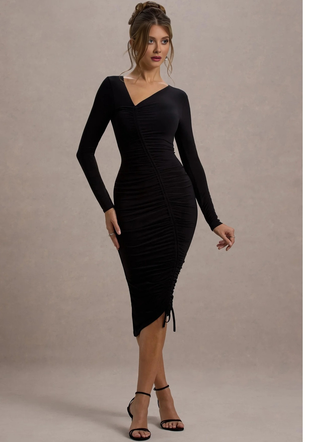 WANQUILA Women Black Bodycon Midi Dress