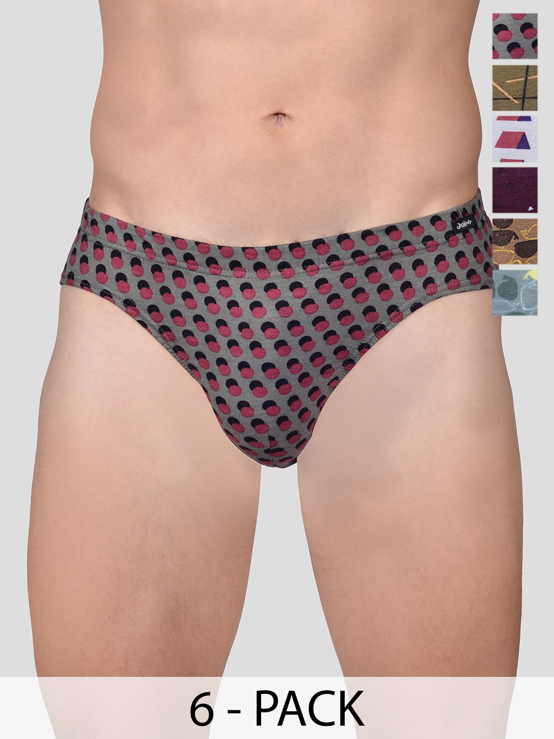 FRENCHIE Men Pack Of 6 Assorted Abstract Print Basic Briefs FR-MI-BF-DSGNR-2X6-IN-PO2-110