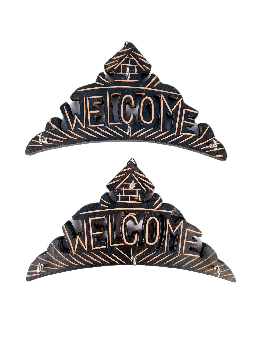apka mart Pack of 2 Brown Welcome Key Holder For Wall Decor