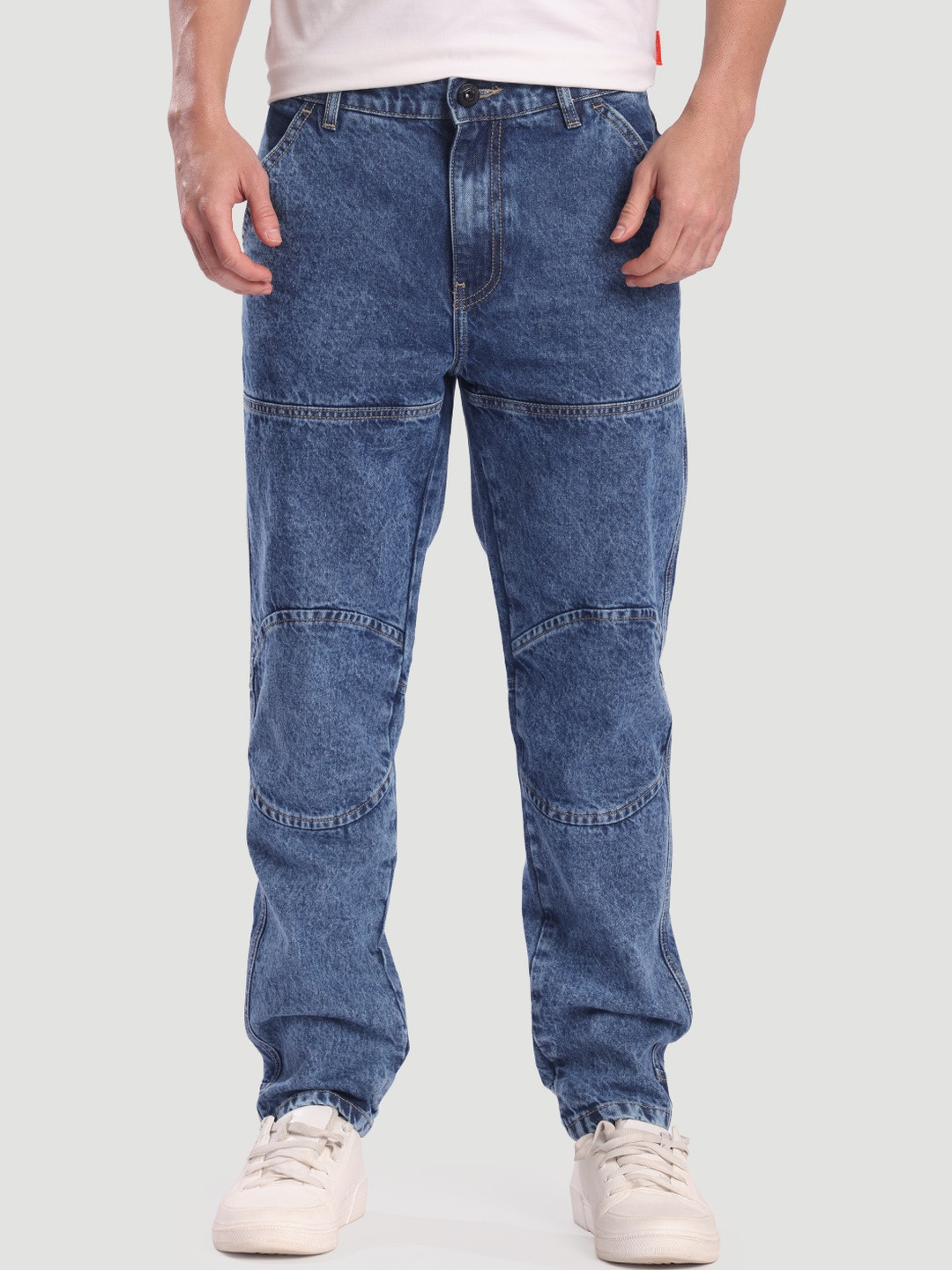 Roadster Men Blue Comfy Tapered Fit Mid-Rise Light Fade Stretchable Jeans