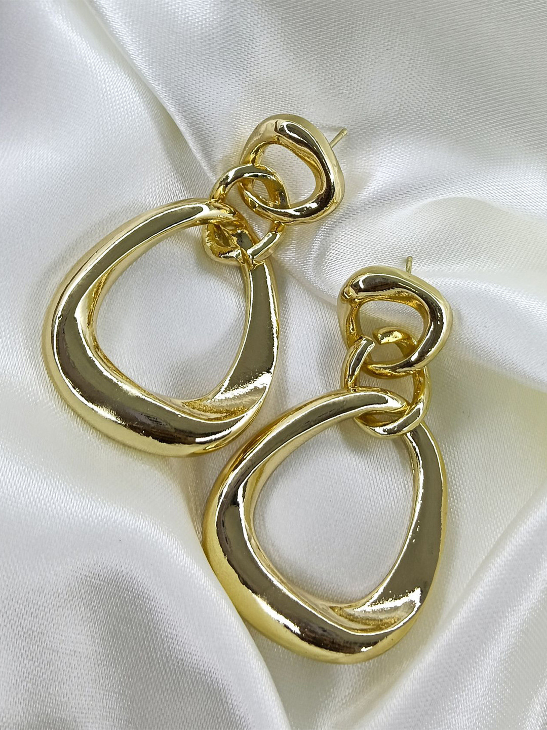 VELVET IMPERIAL Gold-Plated Contemporary Drop Earrings